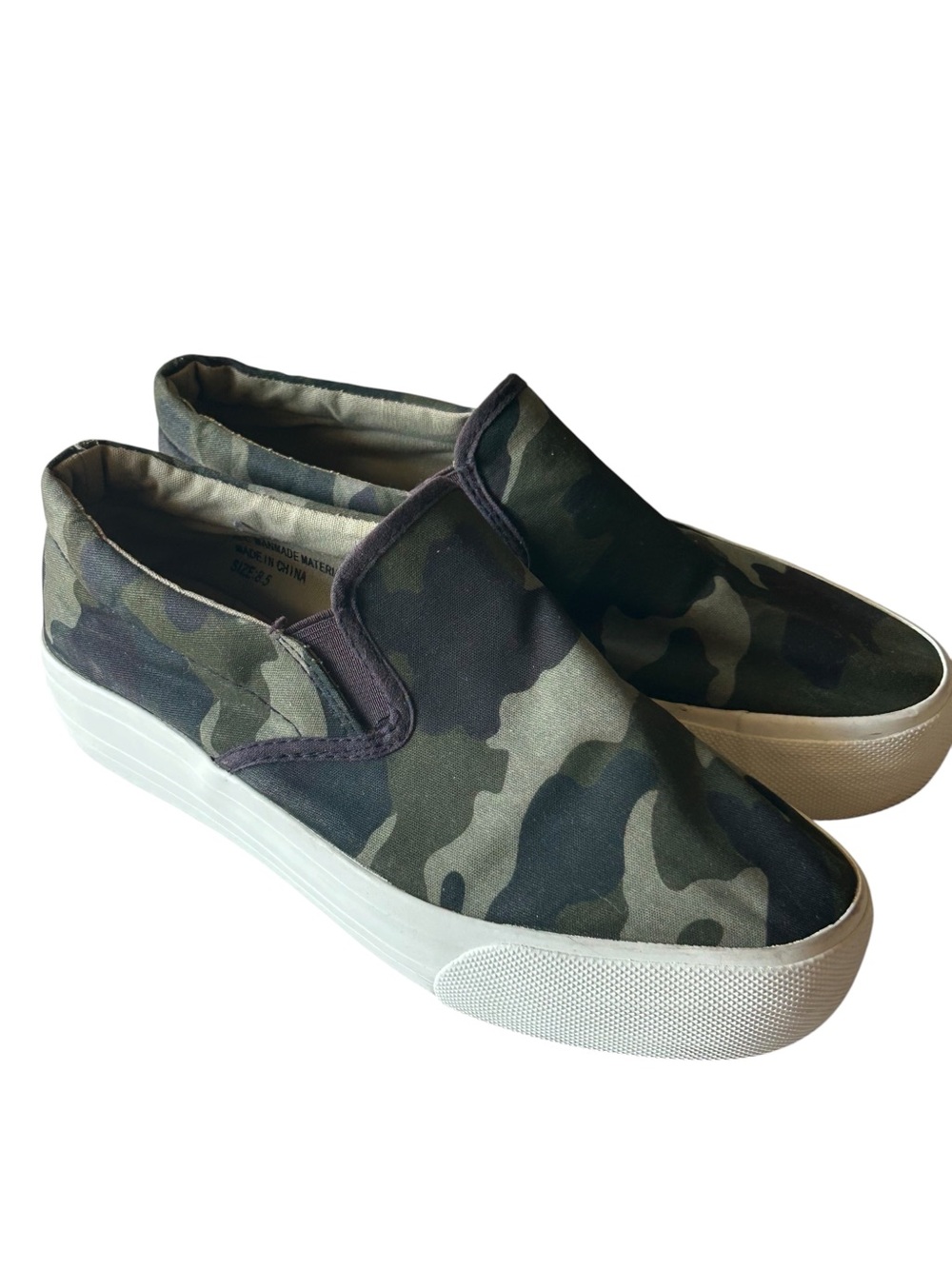 RESTRICTED Vola Camouflage Slip-On Thick Platform Sneakers - Olive Green 8.5